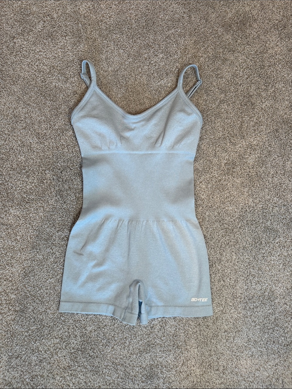 Bo + Tee Light Blue Seamless Romper Bodysuit